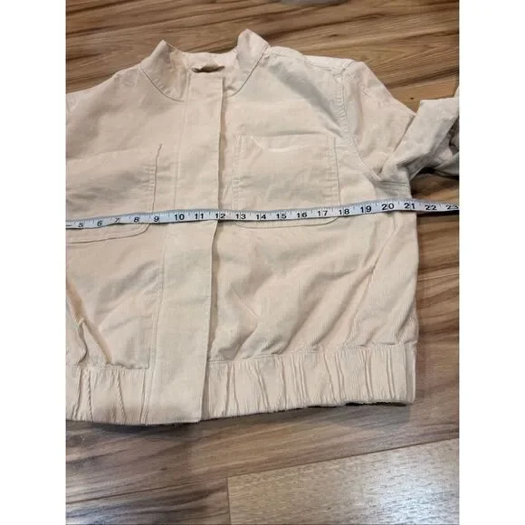 PACT Womens Modern Corduroy Bomber Jacket Sandshell Beige Size L - Picture 8 of 9
